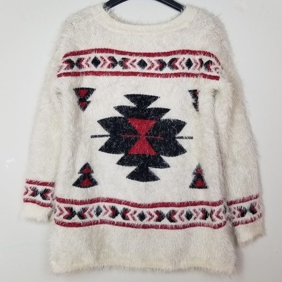 ANTHROPOLOGIE EVERLEIGH Aztec Imitation Mohair Knitted Sweater - Picture 12 of 13